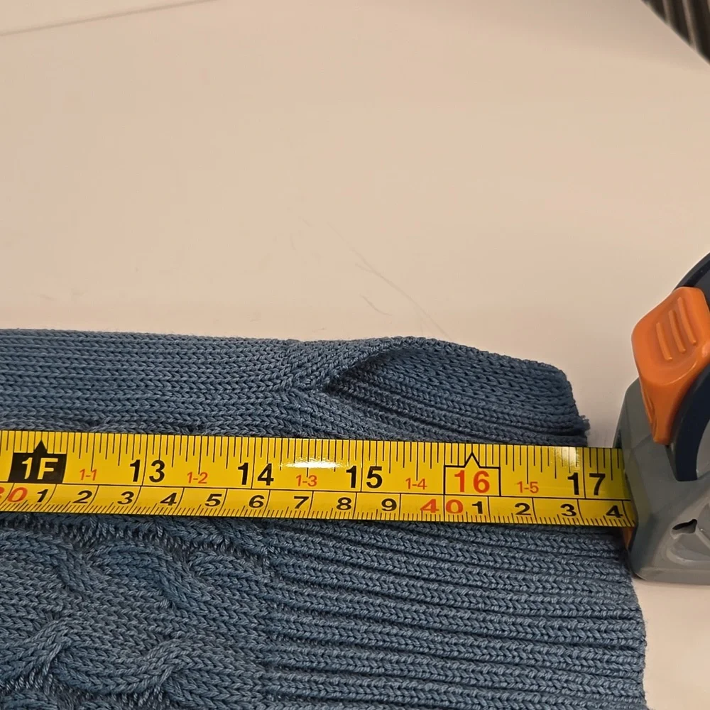 NWOT Belle by Kim Gravel Smoke Blue Cable Knit Cardigan Hip-Length - Picture 11 of 11